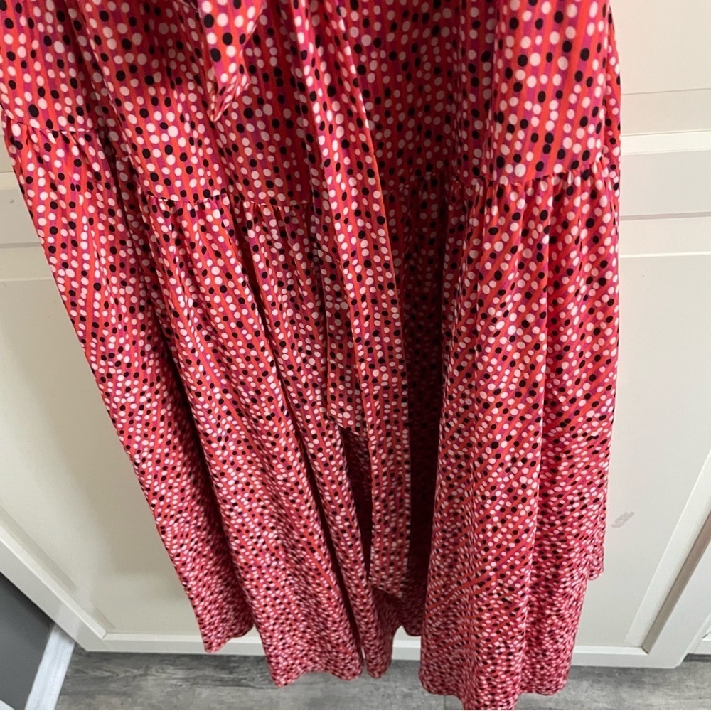 Hutch x Anthropologie Orange Dots Stripes Flutter Wrap Midi Dress 20719 - Picture 8 of 14